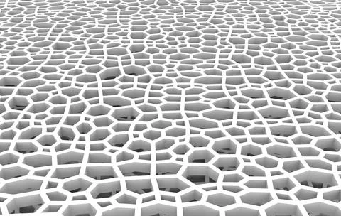 Abstract white honeycomb grid structure. 3d illustration,rendering  backgroun Stock Illustration