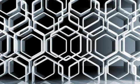 Abstract white honeycomb pattern over wall Stock Illustration