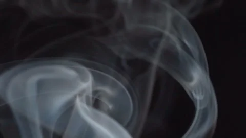 Abstract White Incense Smoke Drifting Across Black Background in Macro Closeup Stock Footage 340807844