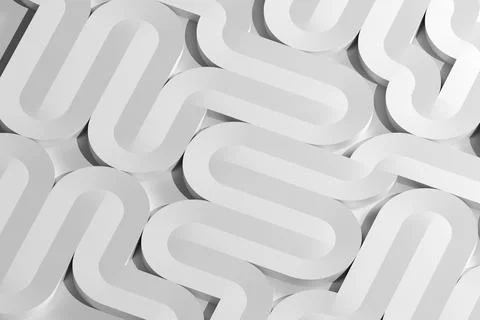 Abstract white installation, curved paths of the labyrinth, top view, 3d Stock Illustration