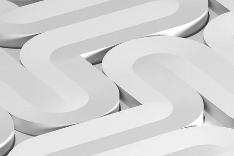 Abstract white installation, curved paths of the labyrinth, 3d art Stock Illustration