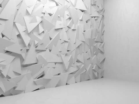 Abstract white interior, 3 d random triangles Stock Illustration