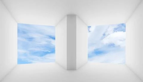 Abstract white interior background, empty room Stock Illustration