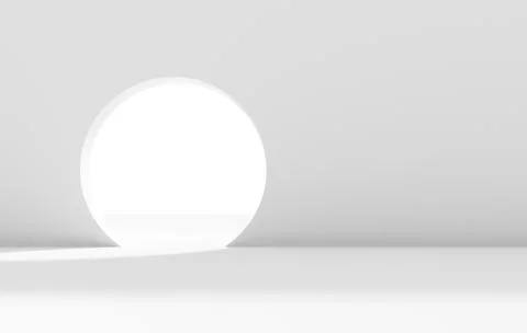 Abstract white interior with blank round doorway Ilustración de archivo