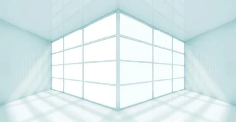 Abstract white interior of empty office room 3d Stock Illustration