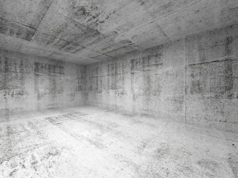 Abstract white interior of empty room with concrete walls Stock Illustration