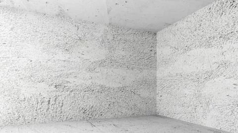 Abstract white interior of empty room with concrete walls without finishing Stock Illustration