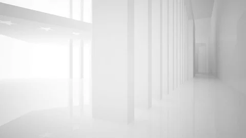 Abstract white interior with future columns and decor in the form of stars. Video stock 84941364