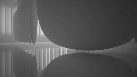 Abstract white interior with future columns and lights in the form of stars. Arc Видео 85045109
