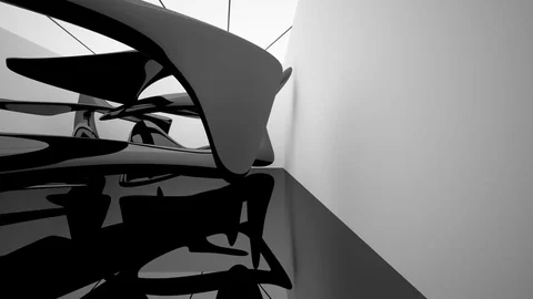 Abstract white interior of the future, with glossy black sculpture. 動画素材 83192471