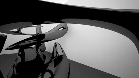 Abstract white interior of the future, with glossy black sculpture. Vídeo Stock 83192512