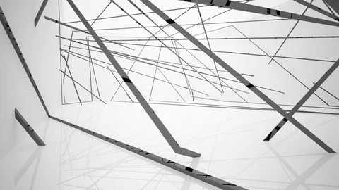 Abstract white interior of the future, with glossy black lines. Видео 83388703
