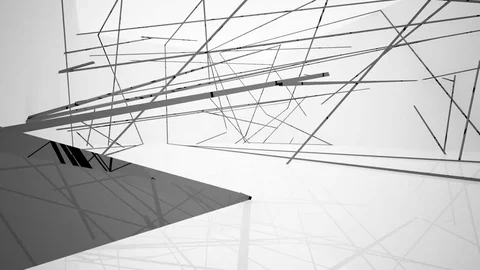 Abstract white interior of the future, with glossy black lines. Vídeo Stock 83388705