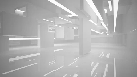 Abstract white interior of the future, with neon lighting. Видео 72689647