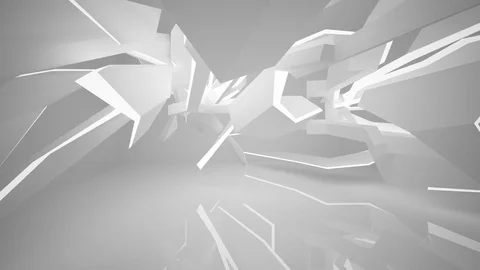 Abstract white interior of the future, with neon lighting. 库存影片 74111806