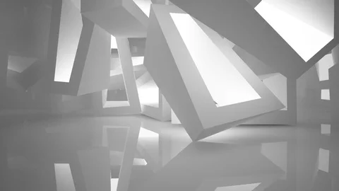 Abstract white interior of the future, with neon lighting. Stock Footage