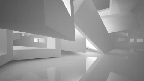 Abstract white interior of the future, with neon lighting. Видео 80545096