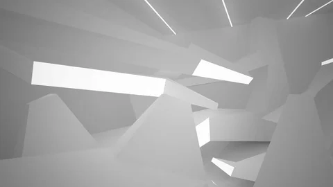 Abstract white interior of the future, with neon lighting. 動画素材 83069615