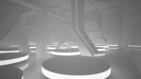 Abstract white interior of the future, with neon lighting.  Видео 83406164
