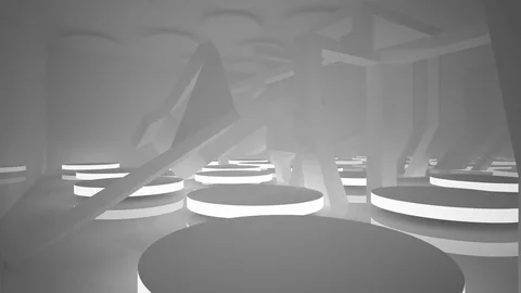 Abstract white interior of the future, with neon lighting.  Stock-Footage 83406174
