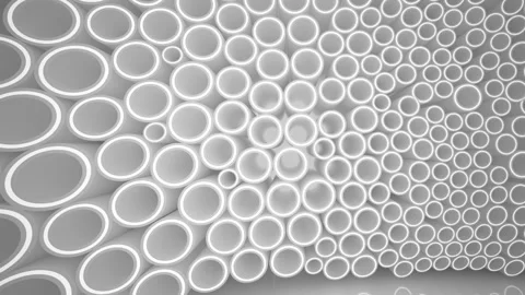 Abstract white interior of the future of solid rings, with neon lighting.  Stock Footage 87775158