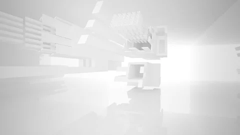 Abstract white interior highlights future. Architectural background. Video stock 70769174