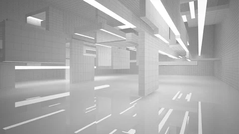 Abstract white interior highlights future. Polygon drawing. Видео 73603549