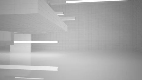 Abstract white interior highlights future. Polygon drawing. Vídeos de archivo 73659322