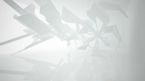 Abstract white interior highlights future. Architectural background. Vídeo Stock 74289459