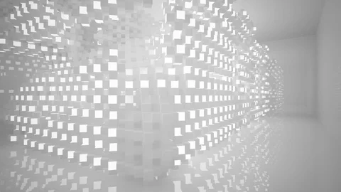 Abstract white interior highlights future. Architectural background. Vídeo Stock 82675521