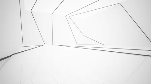 Abstract white interior highlights future with black lines.  Stock Footage 83357770