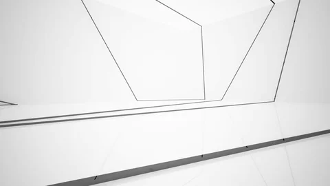 Abstract white interior highlights future with black lines.  Vídeo Stock 83357780