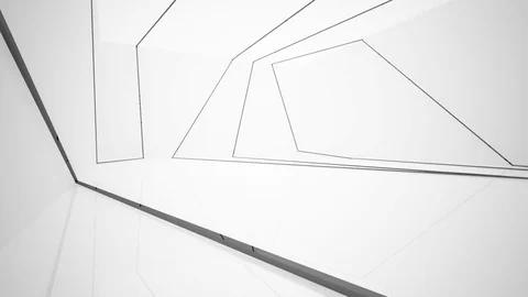 Abstract white interior highlights future with black lines.  動画素材 83376534