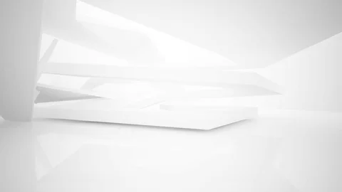 Abstract white interior multilevel public space with window.  Stock Footage 85273835