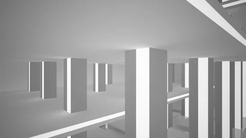 Abstract white interior multilevel public space with window. Stock Footage 86790332