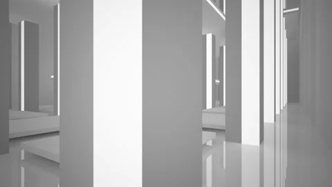 Abstract white interior multilevel public space with window. Stock Footage 86790350