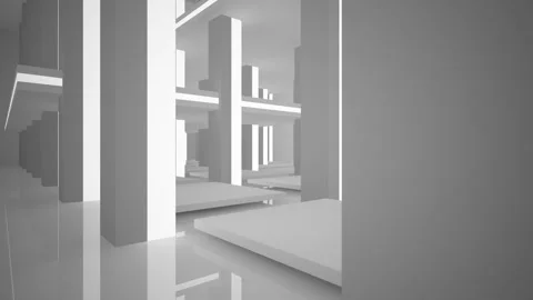 Abstract white interior multilevel public space with window. Video stock 86790387