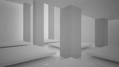 Abstract white interior multilevel public space with window. Stock Footage 86790395