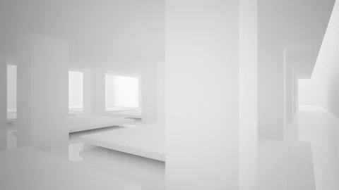 Abstract white interior multilevel public space with window.  Stock Footage 86790956