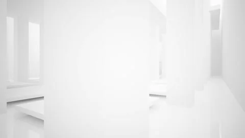 Abstract white interior multilevel public space with window.  Video stock 86791027