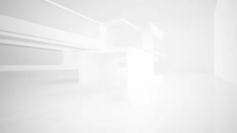 Abstract white interior multilevel public space with window.  Video stock 87196318