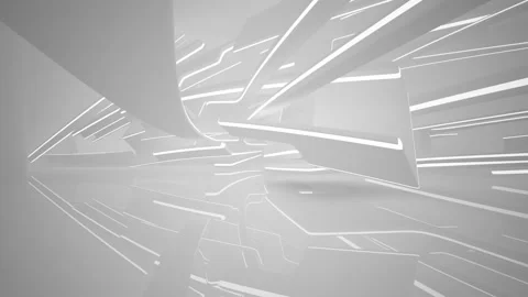 Abstract white interior multilevel public space with window.  Video stock 87698325