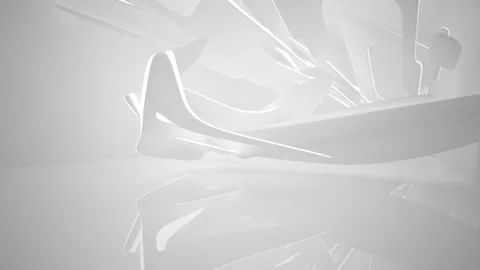 Abstract white interior multilevel public space with window.  Video stock 89622373