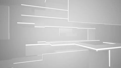 Abstract white interior multilevel public space with window.  Stock Footage 89686396
