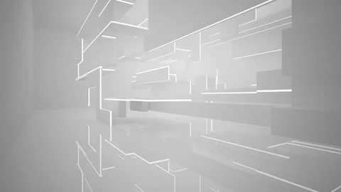 Abstract white interior multilevel public space with window.  Stock Footage 89686467
