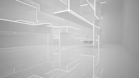 Abstract white interior multilevel public space with window.  Stock Footage 89686480