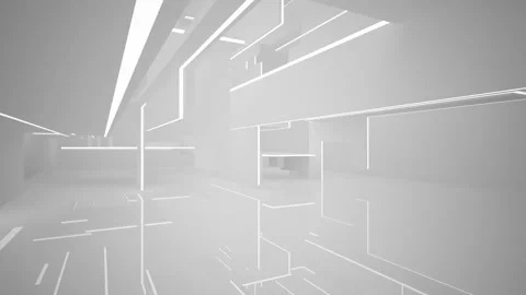 Abstract white interior multilevel public space with window.  Stock Footage 89686559