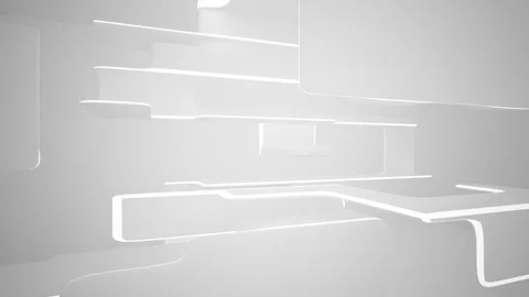 Abstract white interior multilevel public space with window.  Stock Footage 89720434