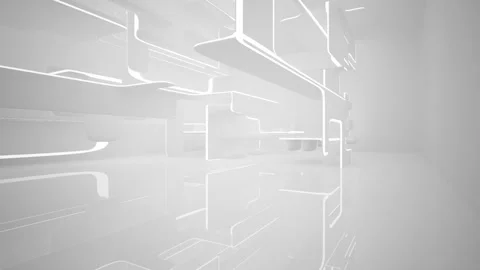 Abstract white interior multilevel public space with window.  Stock Footage 89720638