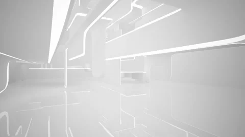 Abstract white interior multilevel public space with window.  Stock Footage 89720709
